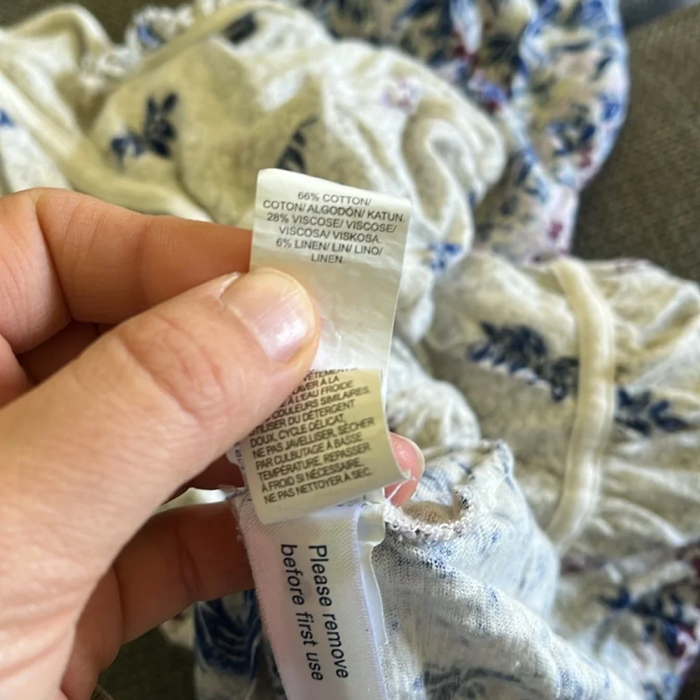 Lucky Brand Cream and Blue Floral Blouse - Picture 9 of 9